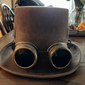 Spirit Brown Steampunk Hat with Gold Goggles